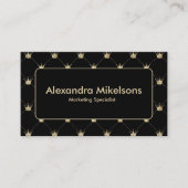 Carte De Visite Elegant Black Gold Crown Pattern Professional (Devant)