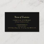 Carte De Visite Élégant Black Gold Empreinte de léopard Style Cons (Dos)