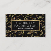 Carte De Visite Elégant Black & Gold Floral Moderne Design Code QR (Devant)