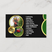 Carte De Visite Elégant Black Gold Lawcare Landscaping Service (Dos)