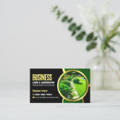 Carte De Visite Elégant Black Gold Lawcare Landscaping Service (Debout devant)