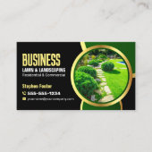 Carte De Visite Elégant Black Gold Lawcare Landscaping Service (Devant)