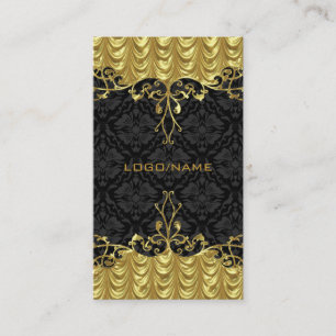 Carte De Visite Elégant Black & Gold Look Vintage de dentelle d'or