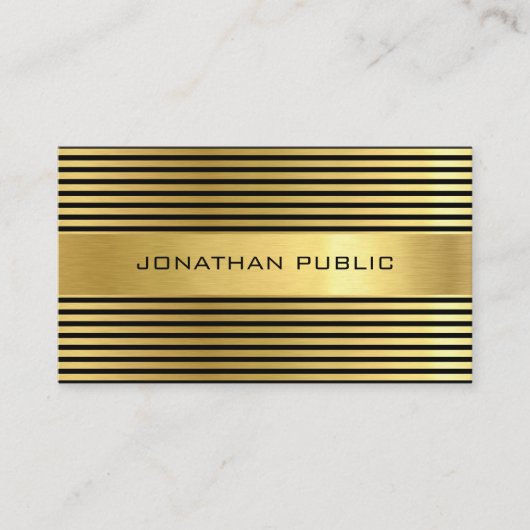 Carte De Visite Élégant Black Gold Modèle professionnel moderne (Devant)