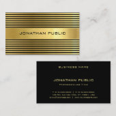 Carte De Visite Élégant Black Gold Modèle professionnel moderne (Devant / Derrière)