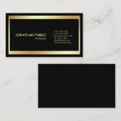 Carte De Visite Élégant Black Gold Modern Professional Plain (Devant / Derrière)