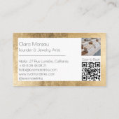 Carte De Visite Elégant Black Gold Permanent Jewelry QR Code (Dos)