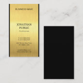 Carte De Visite Elégant Black Gold Plain Professional Chic Luxe (Devant / Derrière)