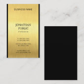 Carte De Visite Elégant Black Gold Professional Chic Luxury Plain (Devant / Derrière)