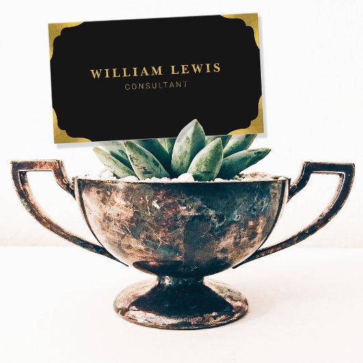 Carte De Visite Élégant Black & Gold Professional Minimal