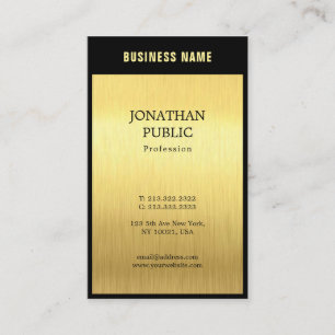 Carte De Visite Elégant Black Gold Professionnel Plaine Luxe Chic