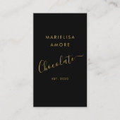 Carte De Visite Elegant Black Gold Script Chocolate Qr Code (Devant)