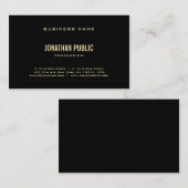 Carte De Visite Elégant Black Gold Texte Police Modern Plain Luxe (Devant / Derrière)
