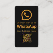 Carte De Visite Elegant Black Gold WhatsApp QR Code (Devant)