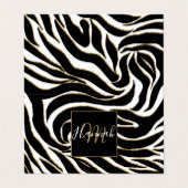 Carte De Visite Elégant Black Gold Zebra Poster de animal blanc (Extérieur déplié)