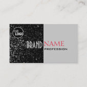 Carte De Visite Élégant Black Grey Tiny Glittered Stars ajouter Lo (Devant)
