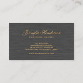 Carte De Visite Elegant Black Linen Fabric Gold Frame Professional (Dos)