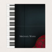 Carte De Visite Elégant Black Piano Music Éducation & Performance (Extérieur déplié)