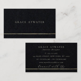 Carte De Visite Élégant Black Professional Gold Stripe