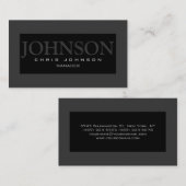 Carte de visite élégant Black Striped Grey Manager (Devant / Derrière)