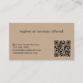 Carte De Visite Elegant Black & Tan Logo QR Code Professional (Dos)