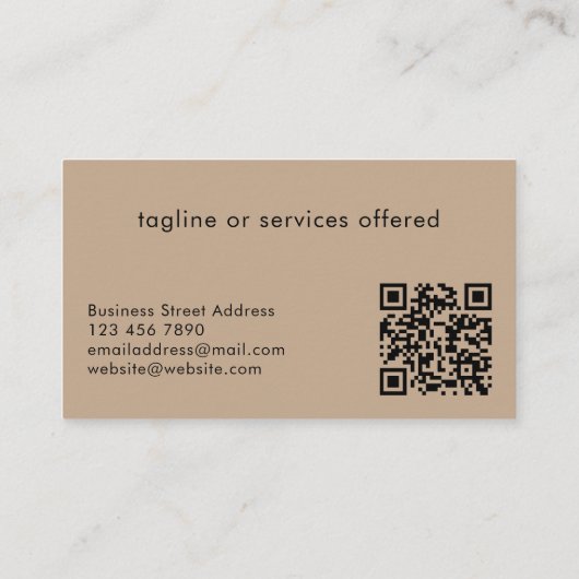 Carte De Visite Elegant Black & Tan Logo QR Code Professional (Dos)