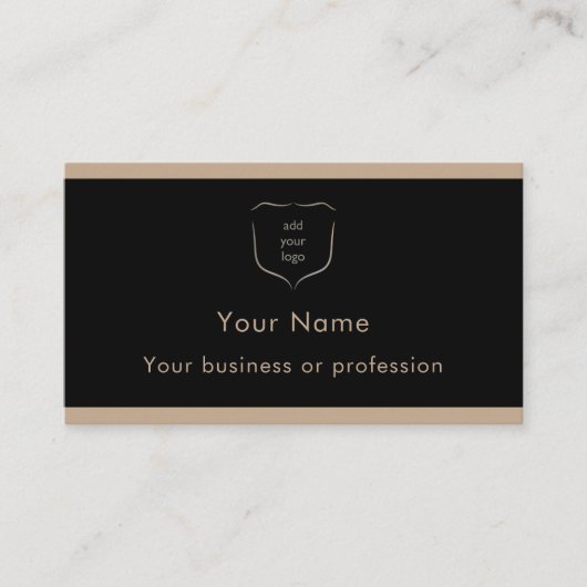 Carte De Visite Elegant Black & Tan Logo QR Code Professional (Devant)