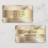 Carte De Visite Elégant Black Text Gold-on-Gold Design (Devant / Derrière)