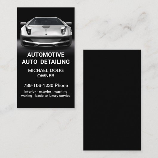 Carte De Visite Élégant Black Whit Mobile Auto Lavage de voiture D (Devant / Derrière)