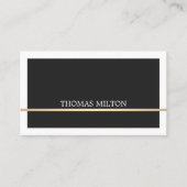 Carte De Visite Elégant Black White Faux Gold Line Attorney (Devant)