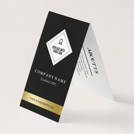 Carte De Visite Elégant Black White & Faux Gold Votre logo Hang Ta (Devant)