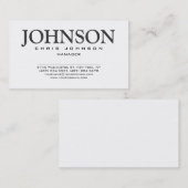 Carte de visite élégant Black & White Grey Manager (Devant / Derrière)