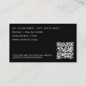 Carte De Visite Elegant Black White Minimalist QR Code Monogram (Dos)