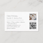 Carte De Visite Elégant Black White permanent Bijoux QR Code (Dos)