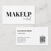 Carte De Visite Elegant black &white QR Code makeup artist  (Devant / Derrière)