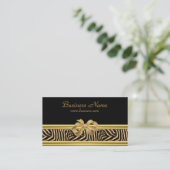 Carte De Visite Elégant Black Zebra Stripe Gold Bow (Debout devant)