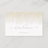 Carte De Visite Elégant blanc avec la pluie de Parties scintillant (Devant)