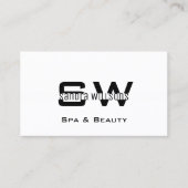 Carte De Visite Elégant blanc clair avec Monogramme et photo moder (Devant)