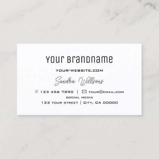 Carte De Visite Élégant blanc clair moderne avec Monogramme simple (Dos)