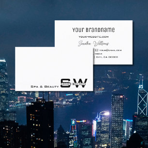 Carte De Visite Élégant blanc clair moderne avec Monogramme simple