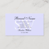 Carte De Visite Elégant blanc clair Pastel Bleu bébé avec Initiale (Dos)