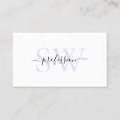 Carte De Visite Elégant blanc clair Pastel Bleu bébé avec Initiale (Devant)