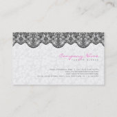 Carte De Visite Elégant blanc Damas noir dentelle (Dos)