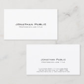 Carte De Visite Elégant Blanc Design Créatif Moderne Plain (Devant / Derrière)
