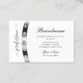 Carte De Visite Elégant blanc et argent avec diamants monogrammes (Dos)