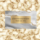 Carte De Visite Elégant blanc et Or Agate Luxe