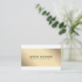 Carte De Visite Elégant Blanc Faux Gold Stripes Beauty Consultant (Debout devant)