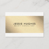 Carte De Visite Elégant Blanc Faux Gold Stripes Beauty Consultant (Devant)