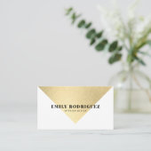 Carte De Visite Elégant blanc feuille de couleur or bloc minimalis (Debout devant)