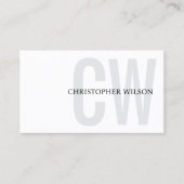 Carte De Visite Élégant blanc gris noir gras Monogramme Consultant (Devant)